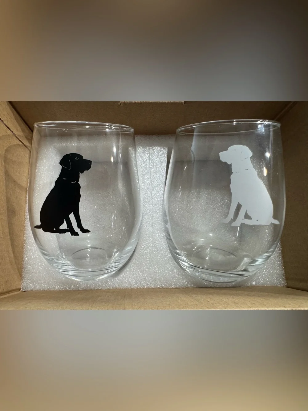 Stemless Wine or Bourbon Glasses - Labrador - Set of 2